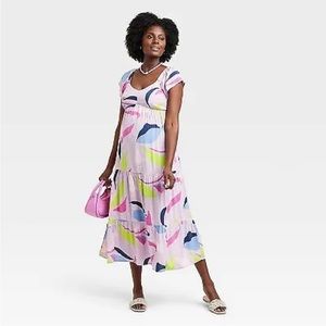 Flutter Sleeve Woven Midi Maternity Dress by Isabel Maternity, XXL